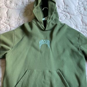 Lost Olive Hoodie with Blue Embroidery